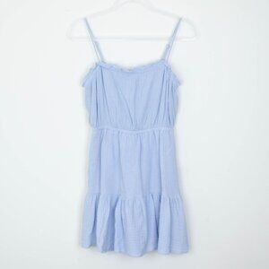Express Womens Tiered Cotton Gauze Mini‎ Dress Size S Blue Stretch Coquette Boho